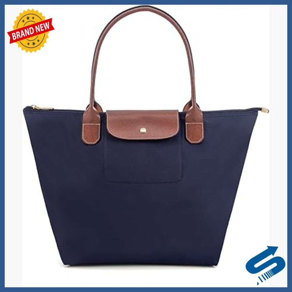Foldable Nylon Tote Bag with Zipper Closure, Shoulder Strap, Holds Laptop
